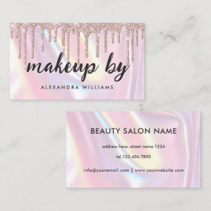 Tarjeta De Visita Elegante Artista de Maquillaje Rosa Perlescente Ir