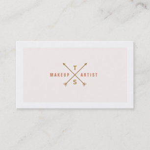 Tarjeta De Visita Elegante artista de maquillaje simple rosa claro y