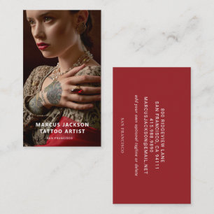 Tarjeta De Visita Elegante artista de tatuajes de fotos