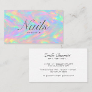 Tarjeta De Visita Elegante Artista de Uñas Abstractas Arcoíris Paste