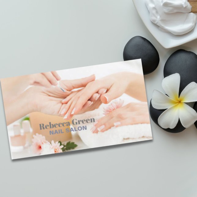 Tarjeta De Visita Elegante Artista De Uñas Con Estilo Salón De Nales (Elegant Stylish Nail Artist Nail Salon Manicurist Business Card)