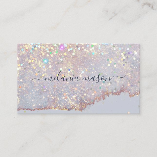 Tarjeta De Visita Elegante artista holográfico de maquillaje Purpuri (Anverso)