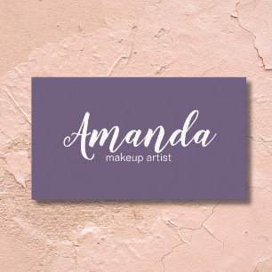 Tarjeta De Visita Elegante artista minimalista de maquillaje morado