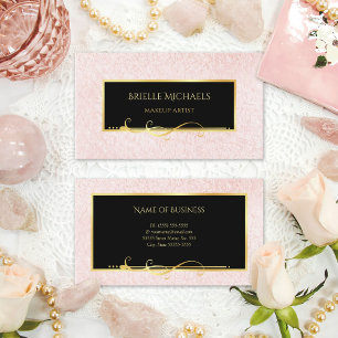 Tarjeta De Visita Elegante artista minimalista de maquillaje rosa y 