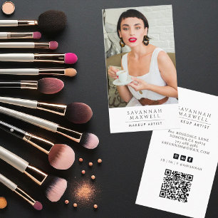 Tarjeta De Visita Elegante artista moderno de maquillaje foto profes