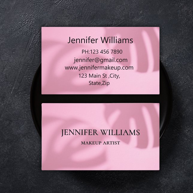 Tarjeta De Visita elegante artista moderno de maquillaje hojas de pa (Subido por el creador)