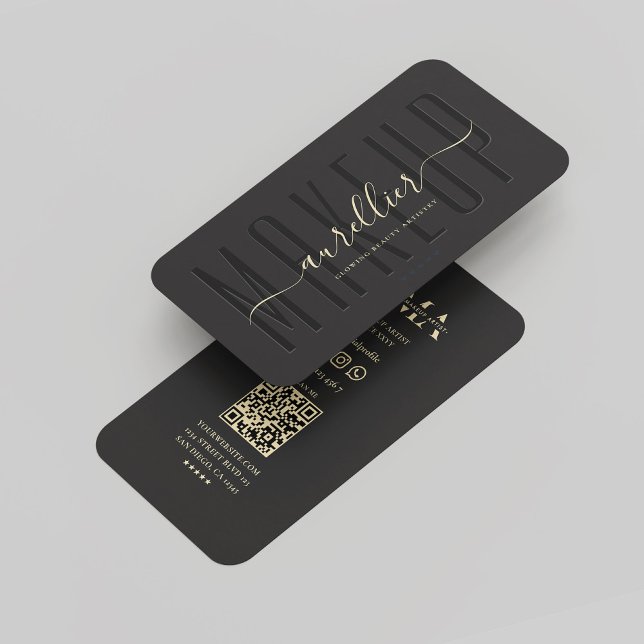 Tarjeta De Visita Elegante artista moderno de maquillaje Monograma n (Elegant Modern Makeup Artist Monogram Black Gold Business Card
)