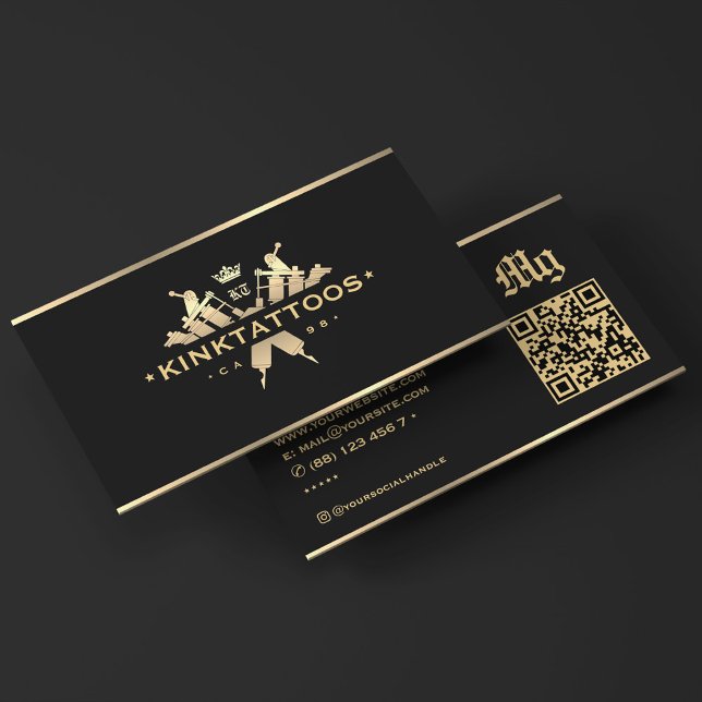 Tarjeta De Visita Elegante artista tatuista clásico del tatuaje negr (Elegant Classic Tattooist Tattoo Artist Black Business Card
)