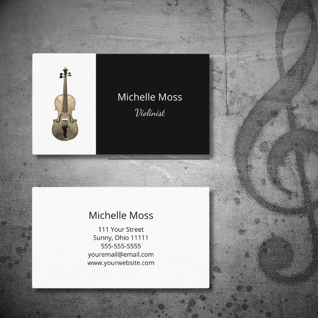 Tarjeta De Visita Elegante artista violinista de violín de música cl (Subido por el creador)