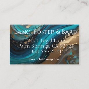 Tarjeta De Visita Elegante, artístico abstracto, oro verde azulado