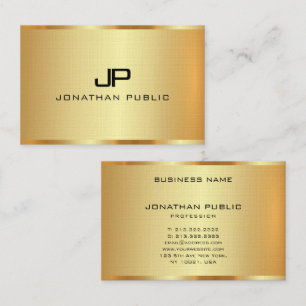 Tarjeta De Visita Elegante aspecto de oro inicial personalizada