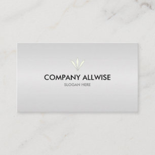 Tarjeta De Visita Elegante aspecto metálico plateado de marca