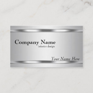 Tarjeta De Visita Elegante aspecto metálico plateado sobre plateado