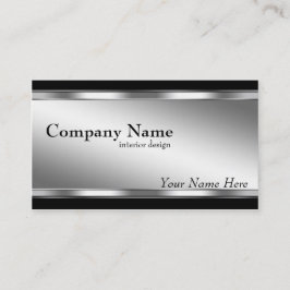 Tarjeta De Visita Elegante aspecto metálico plateado y negro