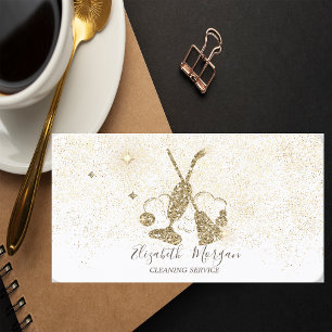 Tarjeta De Visita Elegante aspiradora de confeti dorado moderno, esc