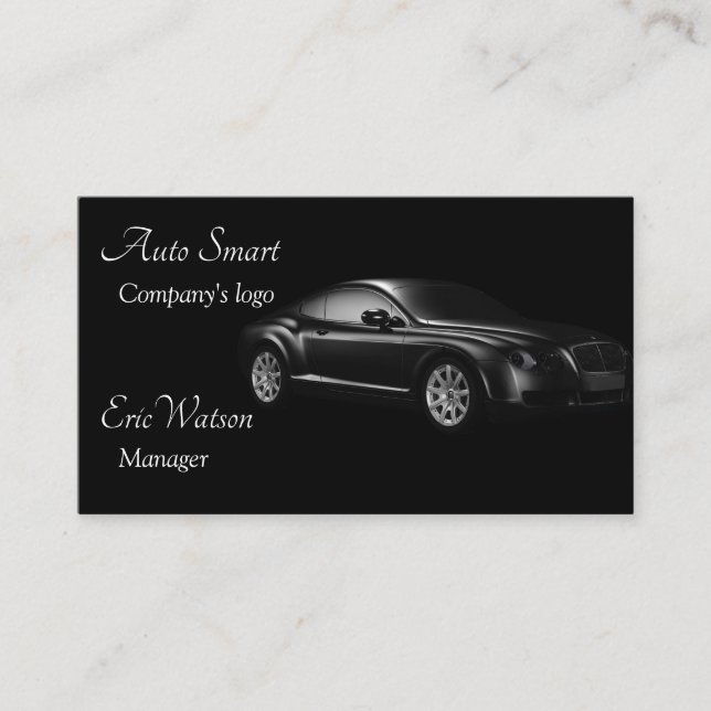 Tarjeta De Visita Elegante Automóvil Profesional Negro (Anverso)