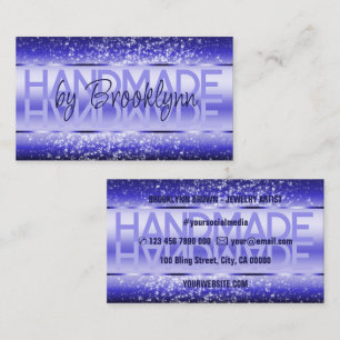 Tarjeta De Visita Elegante azul brillante lujoso Esparkle Purpurina