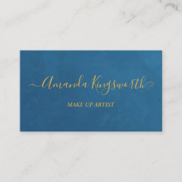 Tarjeta De Visita Elegante azul con profesional del guión dorado