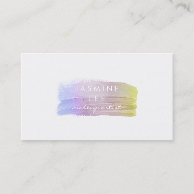 Tarjeta De Visita elegante azul de maquillaje de la acuarela moderna (Anverso)