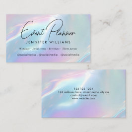 Tarjeta De Visita Elegante Azul Iridescente Púrpura Holográfico