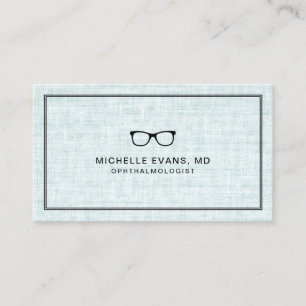 Tarjeta De Visita Elegante Azul Lino Oftalmólogo Profesional