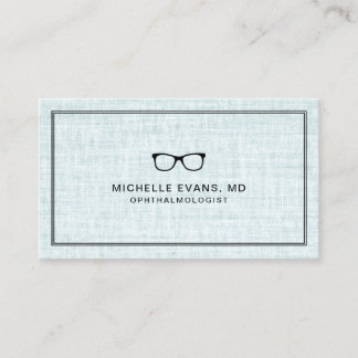 Tarjeta De Visita Elegante Azul Lino Oftalmólogo Profesional