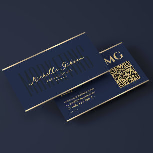 Tarjeta De Visita Elegante Azul Marino Oscuro Marketing Profesional 