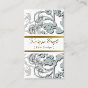 Tarjeta De Visita Elegante azul oscuro del Flourish floral del