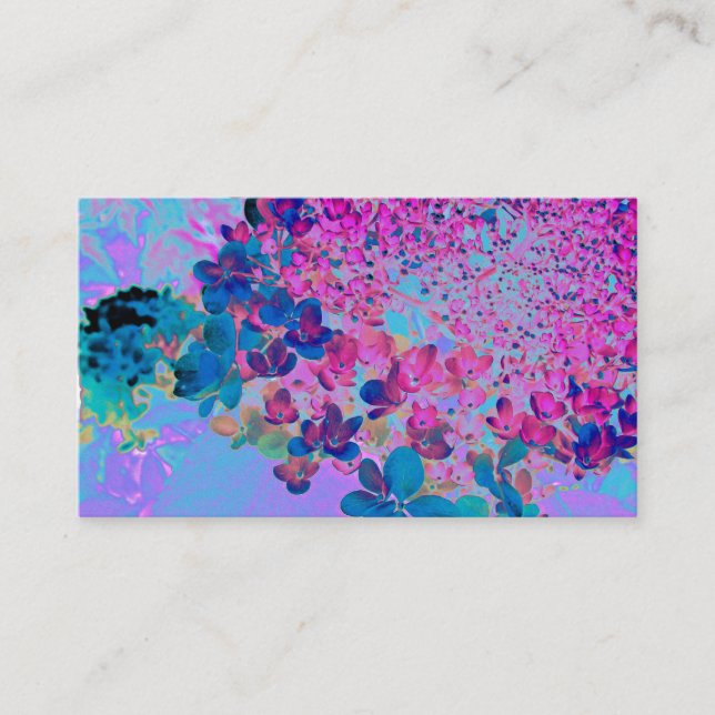 Tarjeta De Visita Elegante azul oscuro e hidrangea recta magenta (Anverso)