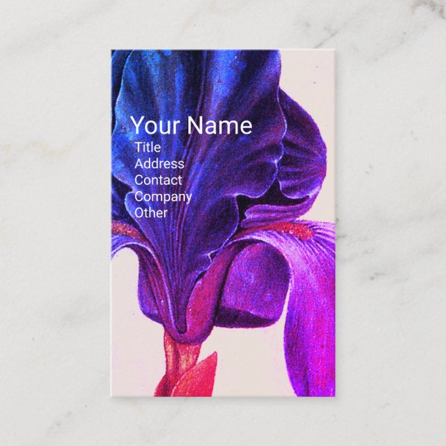 Tarjeta De Visita ELEGANTE AZUL PURPLE IRIS Monograma (Anverso)