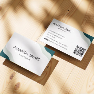 Tarjeta de visita elegante azul y blanco 