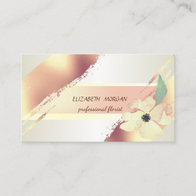 Tarjeta De Visita Elegante banda de Moda, pincel, flor (Anverso)