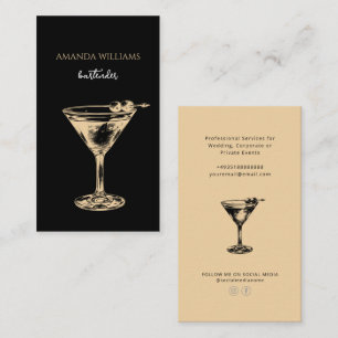 Tarjeta De Visita Elegante Bar profesional de cócteles