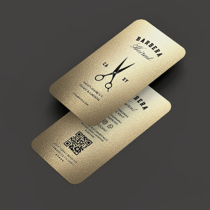 Tarjeta De Visita Elegante Barber Barbershop Bolsas de Oro Moderno