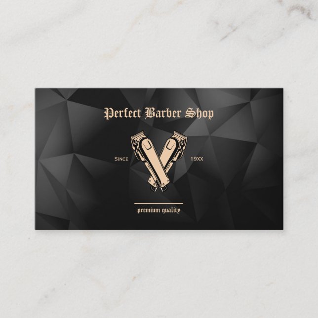 Tarjeta De Visita Elegante Barber Shop Profesional de Clippers Vinta (Anverso)