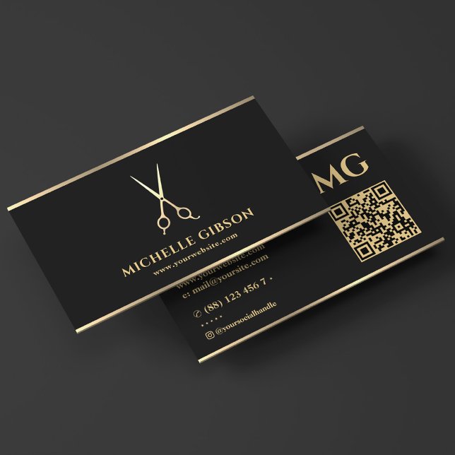Tarjeta De Visita Elegante Barber Tijeras Minimales Barbershop Black (Elegant Barber Minimal Scissors Barbershop Black Business Card
)