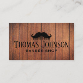 Tarjeta De Visita Elegante Barbería de Madera Rústica