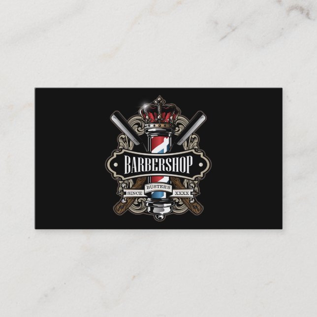 Tarjeta De Visita Elegante Barbershop Business Card Personalize (Anverso)