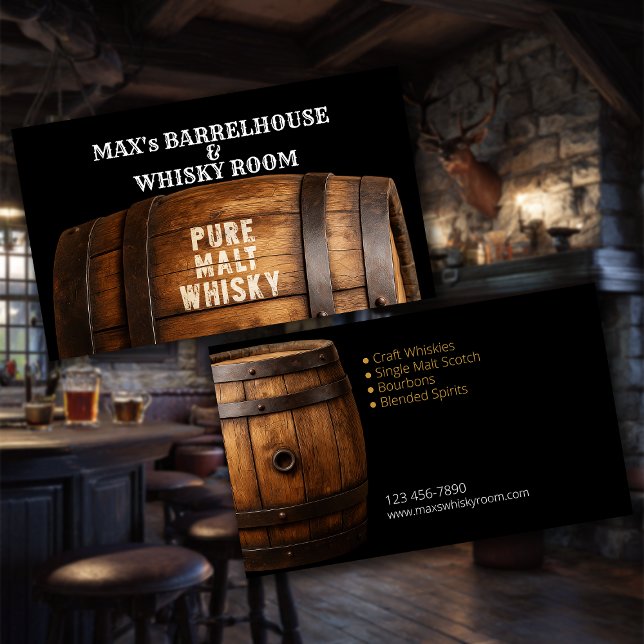 Tarjeta De Visita Elegante Barrelhouse y Whisky Room (Subido por el creador)