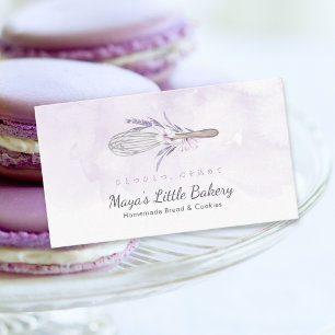 Tarjeta De Visita Elegante Batidor de Acuarela Morada Panadería