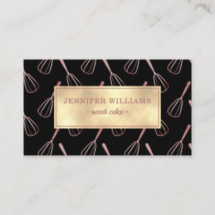 Tarjeta De Visita Elegante batidor de hornear rosa oro negro