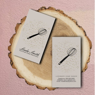 Tarjeta De Visita Elegante Batidor Negro Circular de Panadería Falso