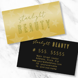 Tarjeta De Visita Elegante Beauty Gold Black Business Card