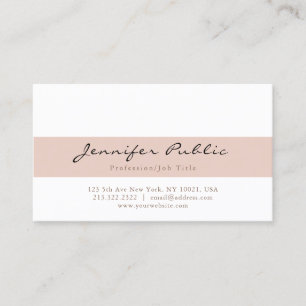 Tarjeta De Visita Elegante Beige Blanco Moderno Profesional Simple