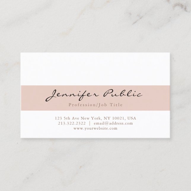 Tarjeta De Visita Elegante Beige Blanco Moderno Profesional Simple (Anverso)