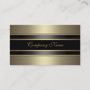 Tarjeta De Visita Elegante beige con aspecto de metal bronce negro
