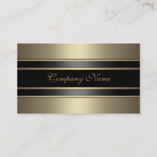 Tarjeta De Visita Elegante beige con aspecto de metal bronce negro