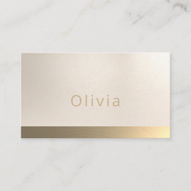Tarjeta De Visita Elegante Beige Faux Gold Professional (Anverso)