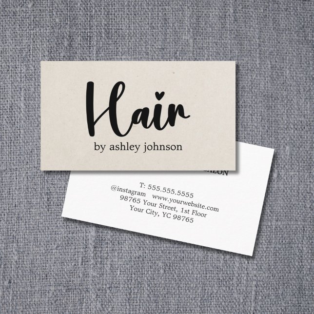 Tarjeta De Visita Elegante Beige Natural audaz Salón del Corazón (Subido por el creador)