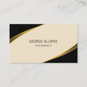 Tarjeta De Visita Elegante beige, negro y dorado